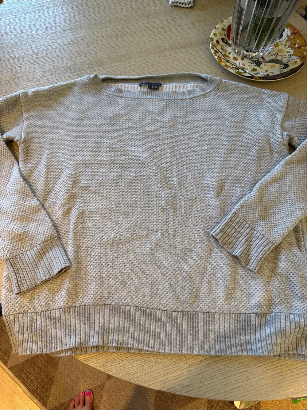 Vince Cream Textured Crewneck Sweater